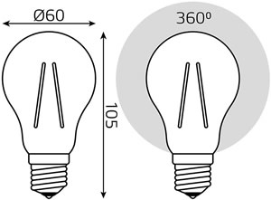 led лампа Gauss Filament 102802210 - размеры