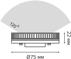 led лампа tablet GX53 Gauss 83813 Elementary - размеры