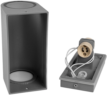 светильник фасадный настенный Jazzway PDL-R 72150 GU10-2 GR 230V IP65 - 2 патрона GU10