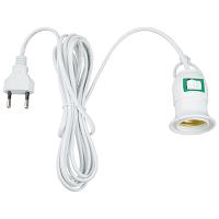 Патрон подвесной с выключателем E27 пластик со шнуром 2м белый Uniel 