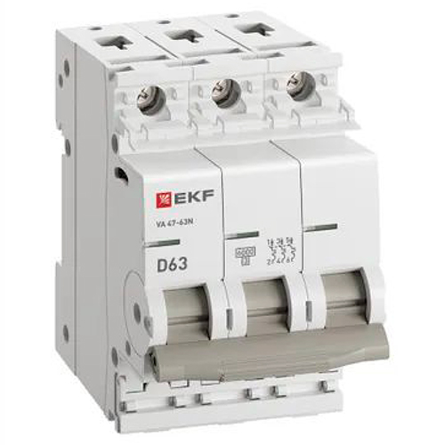 Автоматический выключатель 3P 63А (D) 6кА ВА 47-63N EKF PROxima