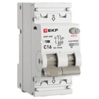 Дифавтомат 2Р 16А C тип AC 10мА 6кА 2мод АВДТ-63N EKF PROxima