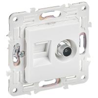 Сканди арктический белый  розетка RJ45+TV оконечная скрытая 2-ая кат.5E 