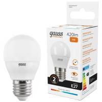 Лампа шар свд Е27 6Вт 3000К 420лм G45 матовый Gauss 