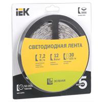 Лента свд 12В 7,2Вт/м 30свд/м зеленый 5050 IP20 IEK 5м