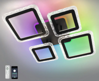 Светильник потолочный (люстра) свд 75Вт 3000К+6500К+RGB 7000лм черный пульт диммер подсветка Мобильн