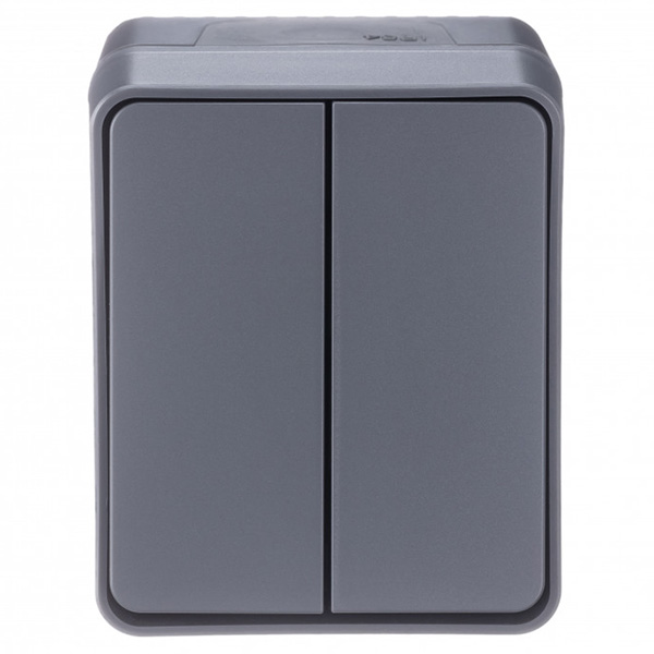 AtlasDesign Profi54 антрацит выключатель 2кл открытая 10А IP54 