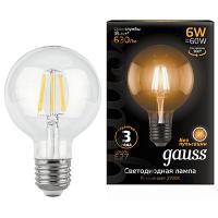 Лампа свд 220В E27 6Вт 2700К 630лм шар G95 прозрачная Gauss 