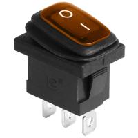 Выключатель KCD1-201-4W ON-OFF 6А 250В индикатор желтый Mini IP51