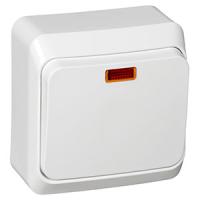 Этюд белый выключатель 1кл с подсветкой открытая 10А IP20 