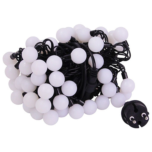 Гирлянда нить 10м теплый белый 70свд соединяемая IP44 черный провод шарики (до 3мод)