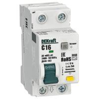 Дифавтомат 2Р 16А C тип AC 30мА 6кА 2мод ДИФ-103 DEKraft