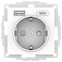 AtlasDesign белый розетка скрытая 1-мест заземление шторки USB IP20 