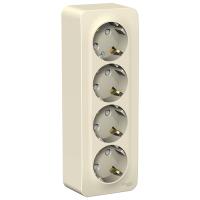 Бланка молочный розетка открытая 4-мест заземление шторки IP20 