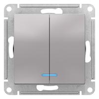 AtlasDesign алюминий выключатель 2кл с подсветкой скрытая 10А IP20 