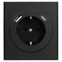 MIELE STRONG Розетка 1-ая с/з с/у з/ш 16А с USB A+C быстрой зарядки 5В/3А антрацит KRANZ