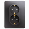 Глосса графит розетка скрытая 2-мест заземление шторки IP20 