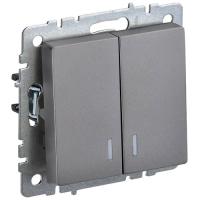 BRITE Выключ. 2-кл. с инд. 10А ВС10-2-1-БрС сталь IEK