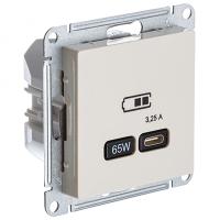 Атлас бежевый розетка USB скрытая 1-ая тип-C 65Вт