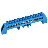 Шина нулевая 8*12 14групп комбинированный DIN-изолятор типа "Стойка" синий винтовой на DIN-рейку IEK 