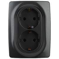 ЭРА12 антрацит розетка скрытая 2-мест заземление IP20 