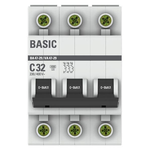 Автомат 3Р 32А C 4,5кА ВА47-29 EKF Basic 