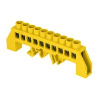 Шина нулевая 8*12 10групп комбинированный DIN-изолятор типа "Стойка" желтый на DIN-рейку/монтажную п