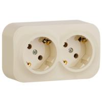Кутео слоновая кость розетка открытая 2-мест заземление IP20