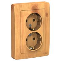 Бланка ясень розетка скрытая 2-мест заземление IP20 