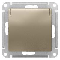 Атлас шампань розетка скрытая 1-мест заземление с крышкой шторки IP20 