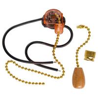 Выключатель для бра с цепочкой 3А золото провод и деревянный наконечник