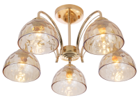 Светильник потолочный (люстра) 5*40Вт Е27 золото/дымчатый Terri модерн
