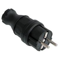 Вилка 16А прямая заземление черный каучук IP44 IEK аналог3580141