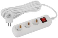 Удлинитель 3-мест 5м ПВС 3*1 белый выкл ЭРА  Greenline