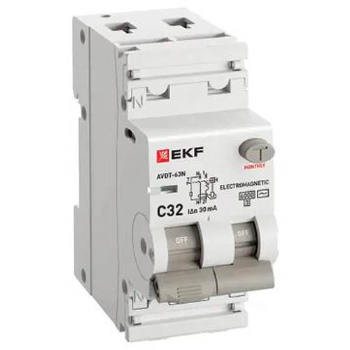 Дифавтомат 2Р 32А C тип AC 30мА 6кА 2мод АВДТ-63N EKF PROxima