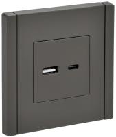 Фортепиано серый механизм USB A+C скрытая 2-ая 18Вт