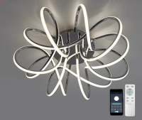 Светильник потолочный (люстра) свд 105Вт 3000К-6500К 10000лм хром пульт диммер Мобильное приложение