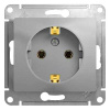 Глосса алюминий розетка скрытая 1-мест заземление IP20 