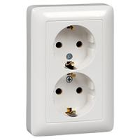 Хит белый розетка скрытая 2-мест заземление IP21 