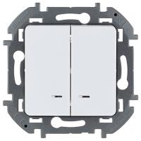Инспириа белый выключатель 2кл с подсветкой скрытая 10А IP20 
