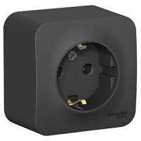 Бланка антрацит розетка открытая 1-мест заземление IP20 