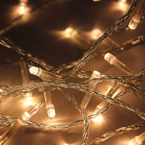 Гирлянда нить 12м теплый белый 120свд соединяемая IP44 прозрачный провод (до 20мод) мерцание