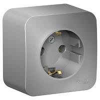 Бланка алюминий розетка открытая 1-мест заземление IP20 