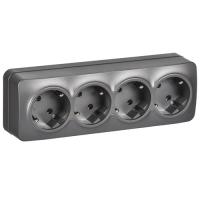 Глори сталь розетка открытая 4-мест заземление IP20 