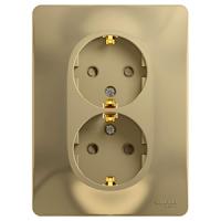 Глосса розетка скрытая титан 2-мест заземление шторки IP20 