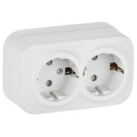 Глори белый розетка открытая 2-мест заземление шторки IP20 