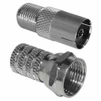 Набор штекер F+переход F(гнездо)-TV(гнездо) 1шт+1шт серебро