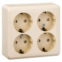 Этюд кремовый розетка открытая 4-мест заземление шторки IP20 