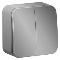 Бланка алюминий выключатель 2кл открытая 10А IP20 