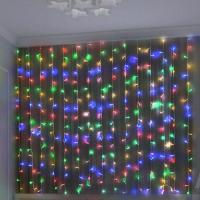 Гирлянда занавес 3*2м мульти 300свд с контроллером IP20 прозрачный провод 8 режимов